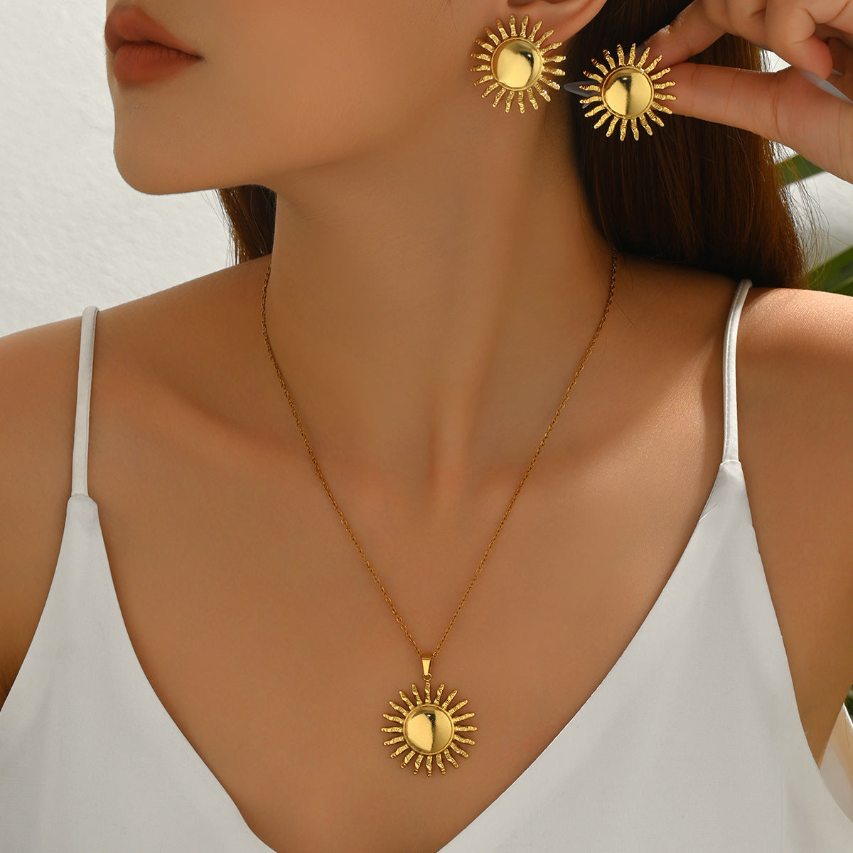 European American Cross-border Women Jewelry Set, Multi-element Long Pendant Necklace & Versatile Luxury Drop Earrings, Niche Daily Fashion Accessories For Ladies