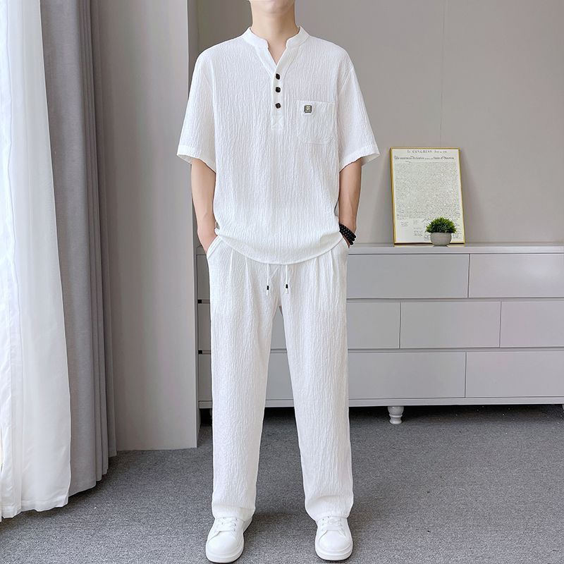 Mens Summer Lightweight Traditional ChineseStyle New Chinesetyle Set