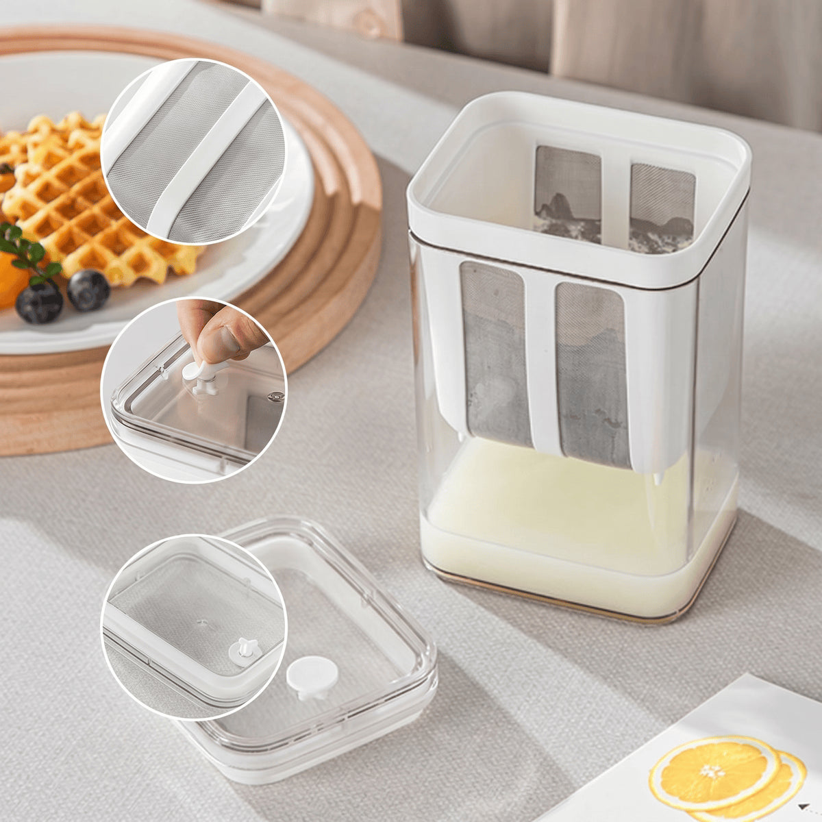 Greek Yogurt Strainer 1100 Ml,Multi-stage Straining System With Fine Stainless Steel Mesh And Lid,Whey Separator For Kitchen And Household Use – Reusable & Easy To Clean