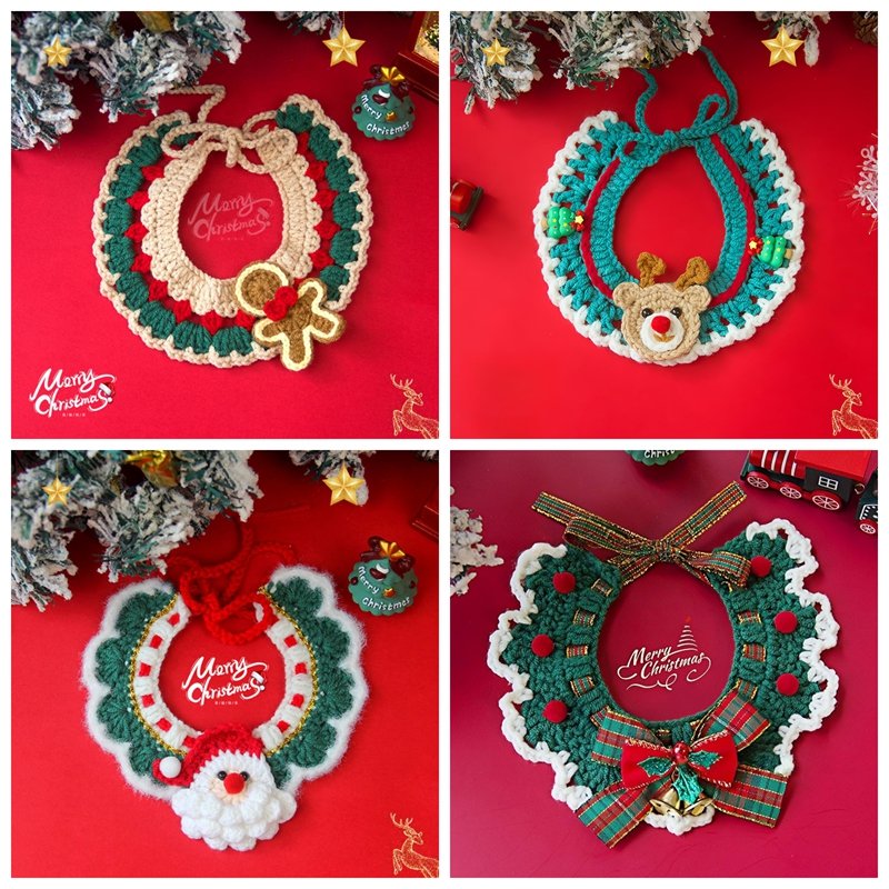 Adjustable Christmas Knit Pet Collar, Crochet Elk Pattern For Cats, Dogs & Pets, Comfortable,Stylish,
