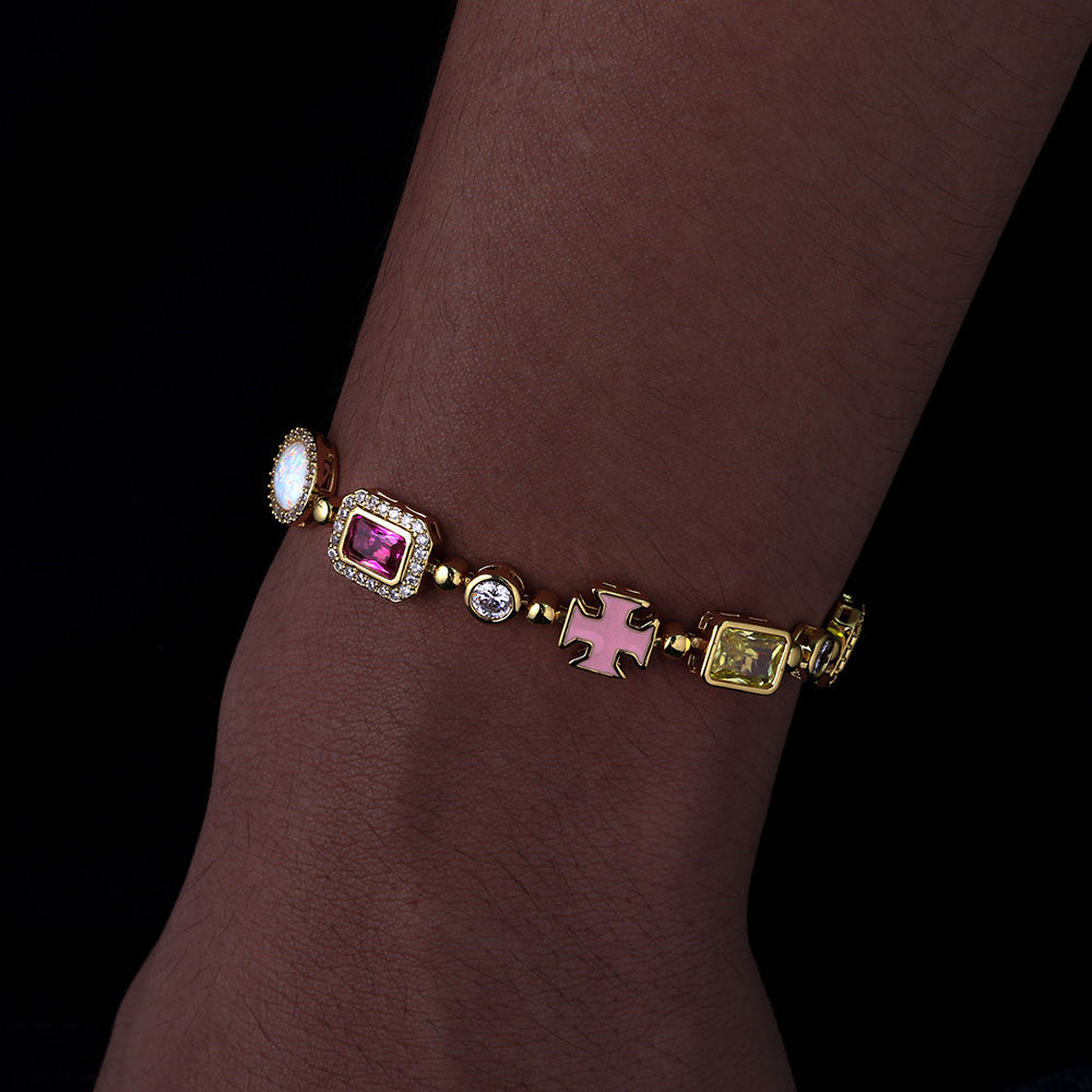 Hip Hop Color Gemstone Jewelry Bracelet Female Accessories