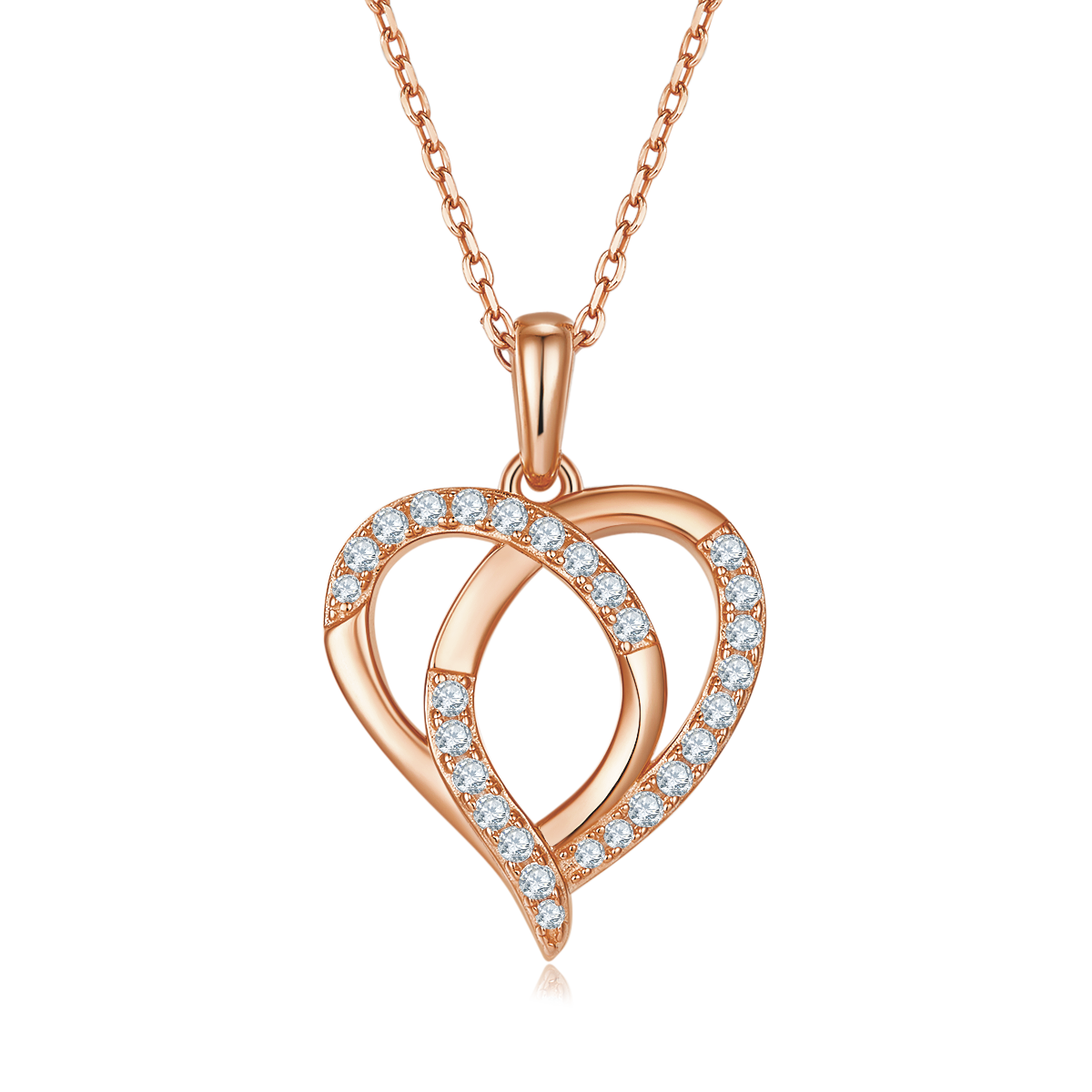 4.9g S925 Sterling Silver Moissanite Heart Necklace 45cm  27 Stone Intertwined Hearts Pendant With GRA Certificate, Platinum Plated Jewelry Gift Box Set For Women