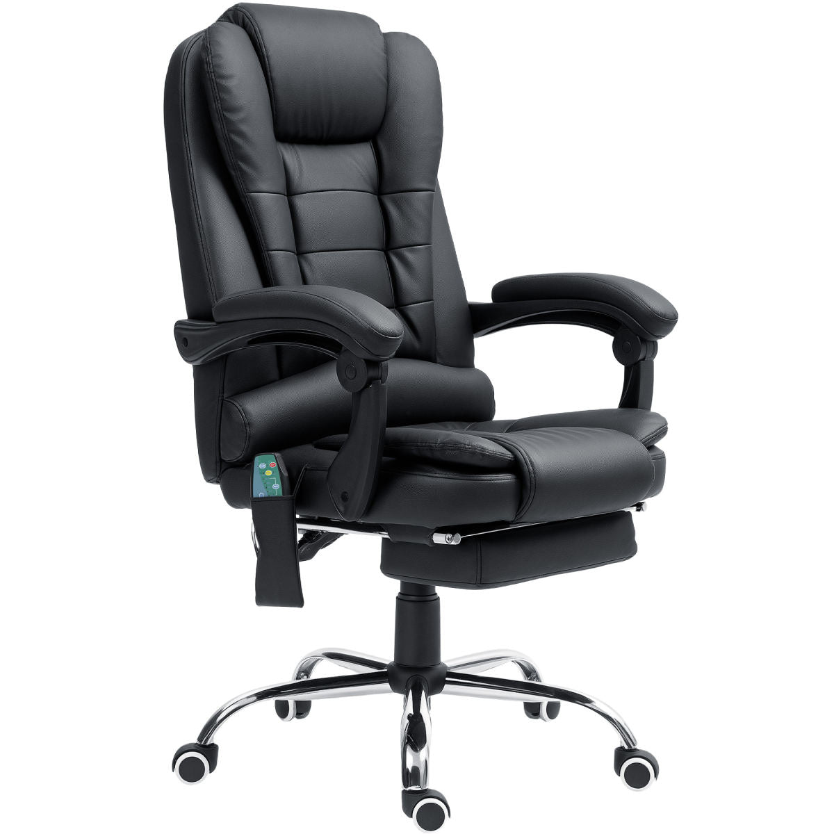 Vinsetto Office Chair With 6 Point Massage And Back Heat, PU Desk Chair With Footrest Adjustable Height And Swivel Wheels, Back Reclining, Black