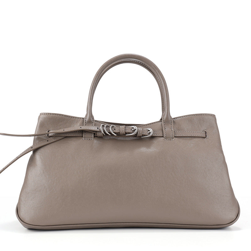 First-layer Vegetable-tanned Leather Bag Korean-style Minimalist Commuter Handbag