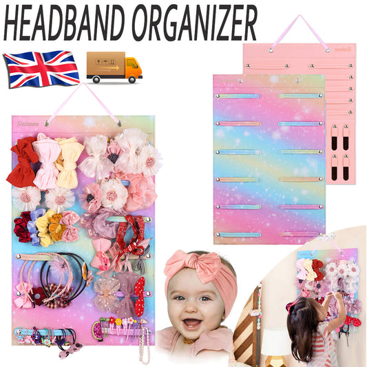Girls Headband Holder Wall Hanging Hair Bow Organizer Display For Kids Room Deco
