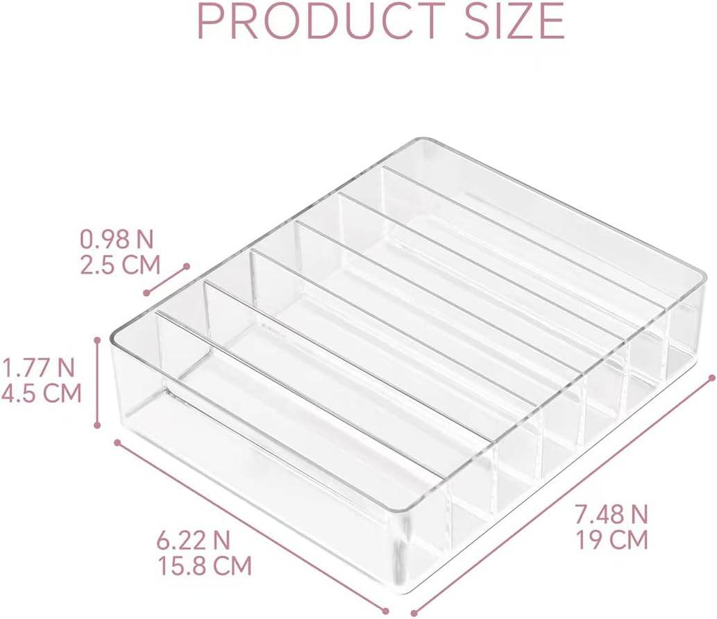 Makeup Organizer For Eyeshadow Palette And Lipstick Organizer, 7 Section Divided Makeup Palette Organizer For Vanity Drawer Countertop Modern Cosmetics Storage