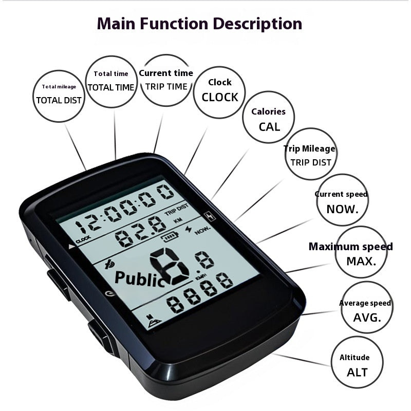 Mountain Bike Cycling Waterproof Wireless Charging Code Meter