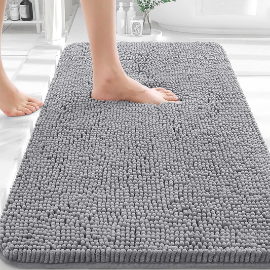 Bathroom Rugs  Extra Soft Absorbent Chenille Bath Rugs  Rubber Backing Quick Dry  Machine Washable Bath Mats For Bathroom Floor Tub And Shower Home Decor Accessories  Grey
