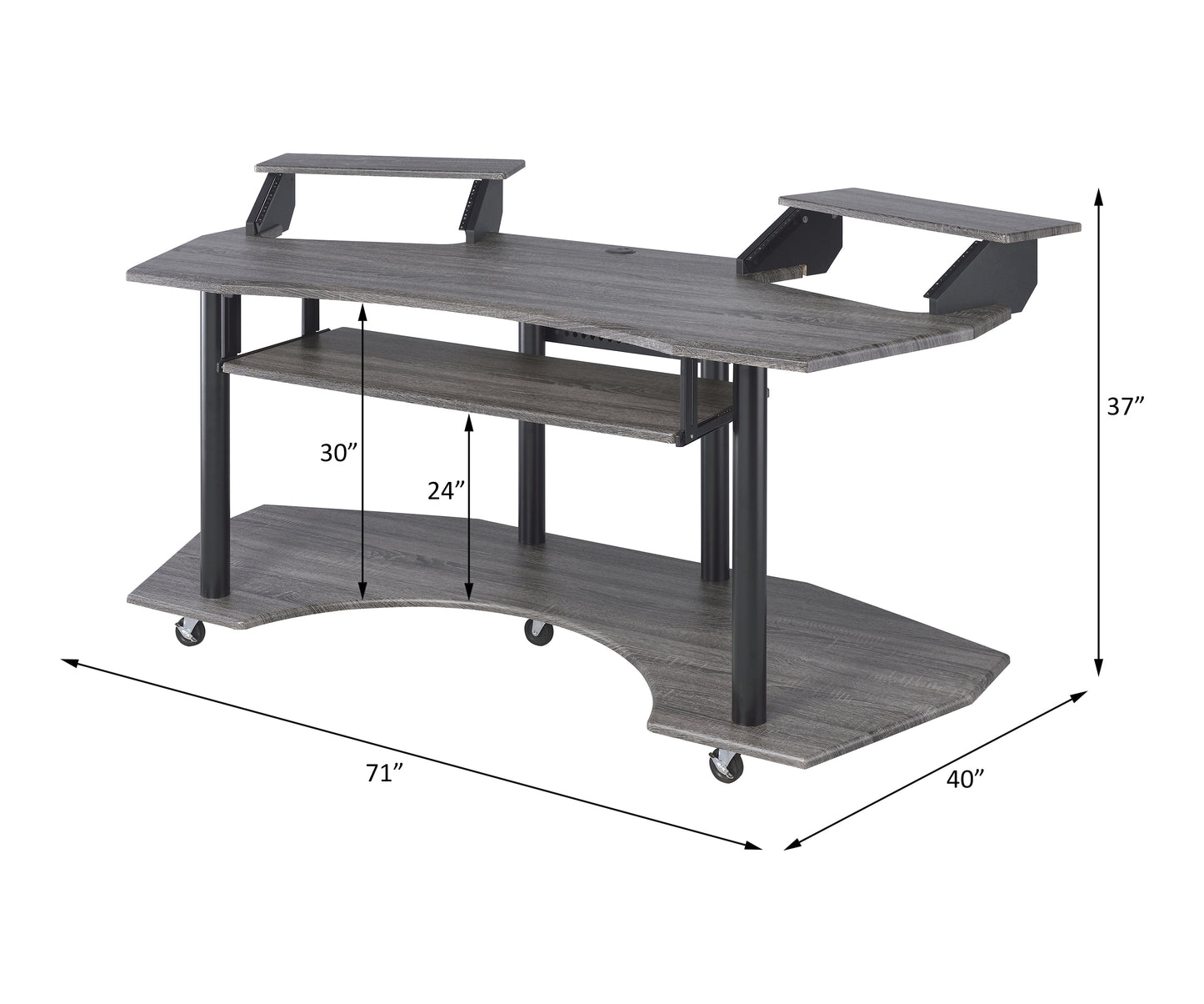 71  Eleazar Black Oak Finish Music Recording Studio Desk