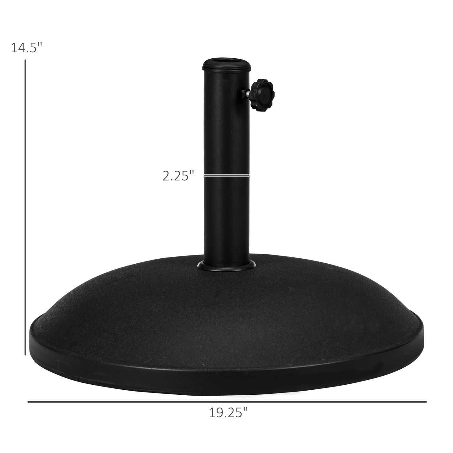 20" 55 lbs Round Cement Umbrella Base Stand Market Parasol Holder with Tightening Knob & Easy Setup, for Φ1.3", Φ1.5", Φ1.9" Pole, for Lawn, Deck, Backyard, Garden, Black