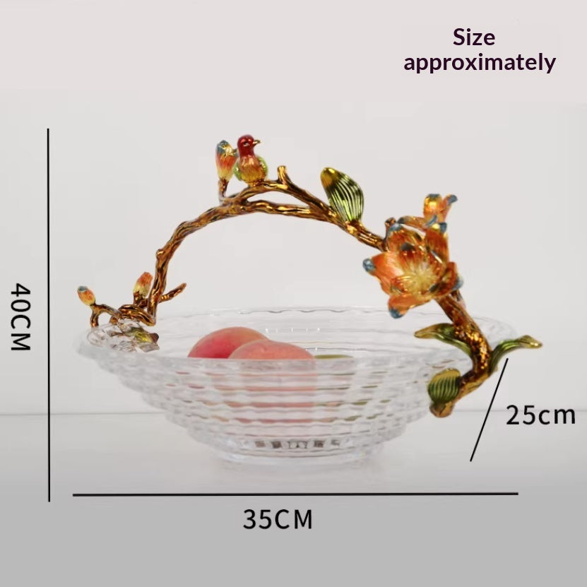 Hand-painted Ceramic Fruit Bowl With Copper Accents A Creative Decorative Piece And Perfect Housewarming Gift
