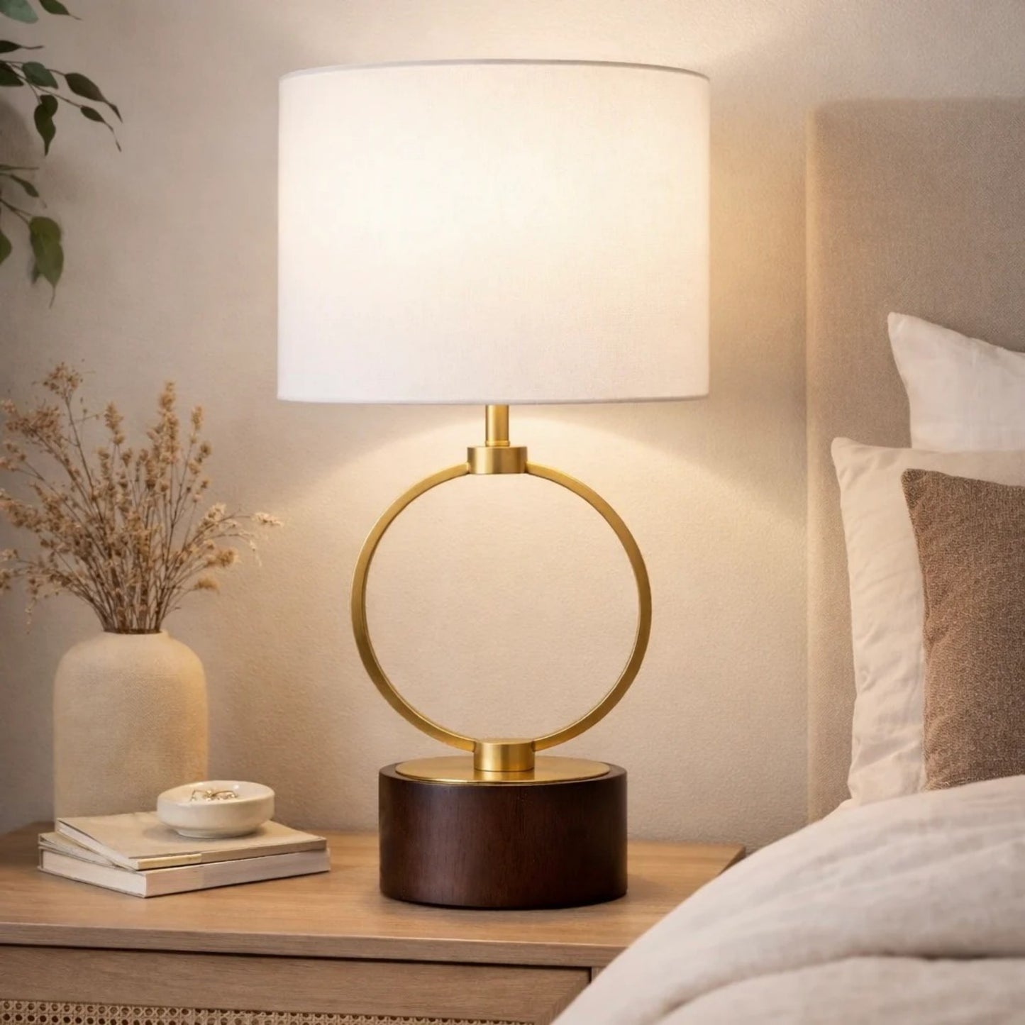 Bedroom Table Lamp Nordic Home Creative Romantic Warm Metal Study Room Desk Bedside Lamp, Grid Metal Circular Table Lamp 110V