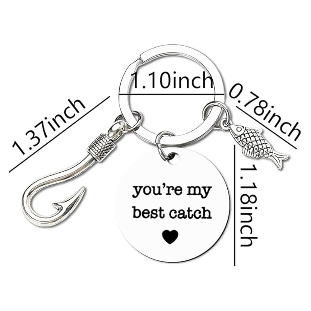 4pcs Stainless Steel Mountaineering Chain Keychain Metal Fishing Enthusiast Gift With Cartoon Style Fish Hook
