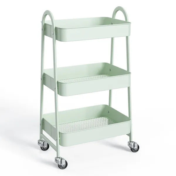 3-4-layer Practical Mobile Trolley, Metal Movable Storage Rack, With Lockable Casters