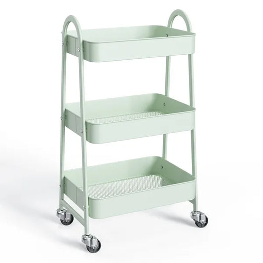 3-4-layer Practical Mobile Trolley, Metal Movable Storage Rack, With Lockable Casters