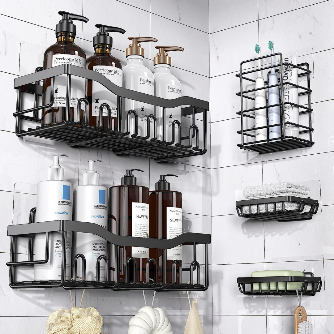 Set Of 5 Shower Caddies For Kitchen Bathroom Storage, Large Capacity Rustproof Stainless Steel Bathroom Caddy