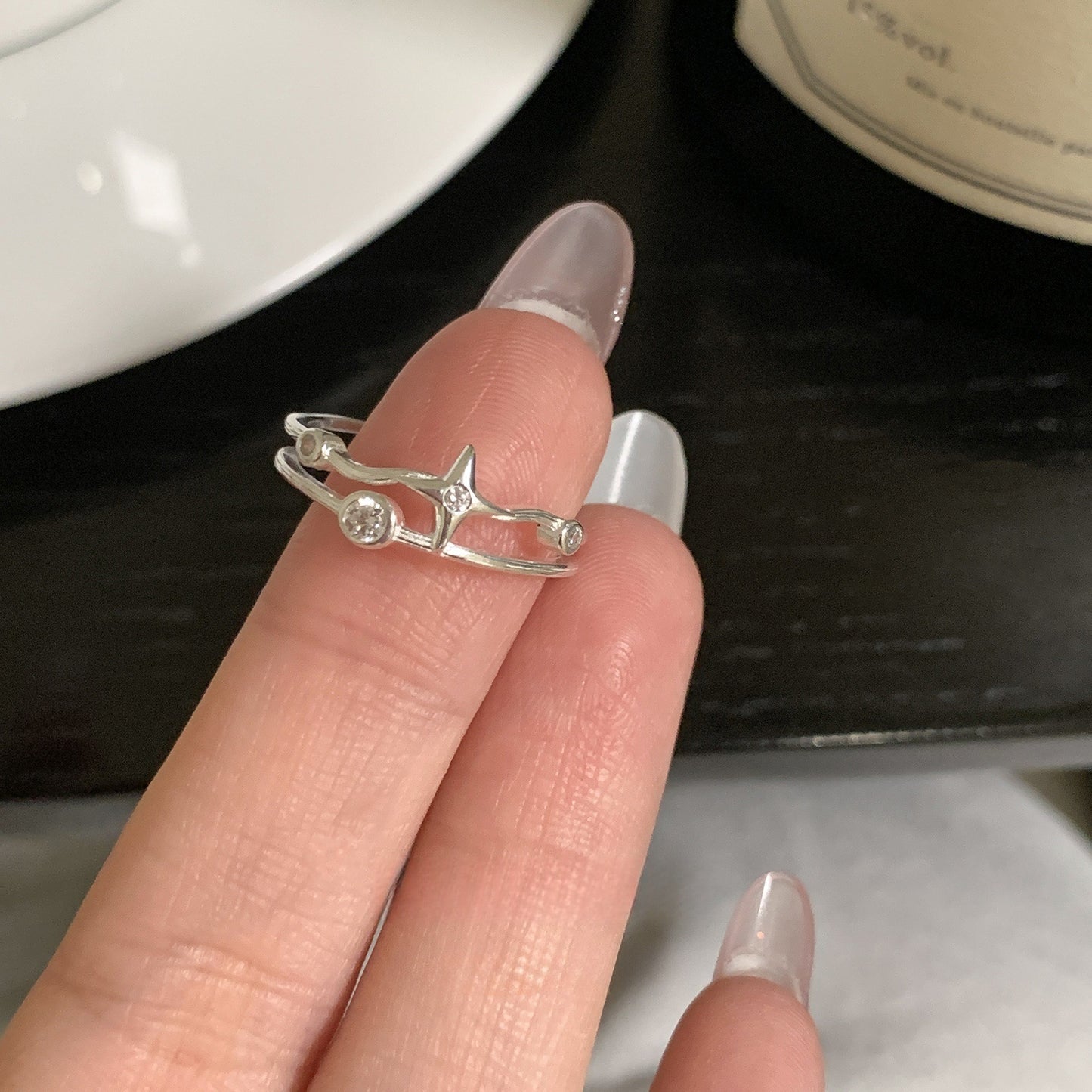Ins Trendy 925 Silver Korean Style Open Finger Ring