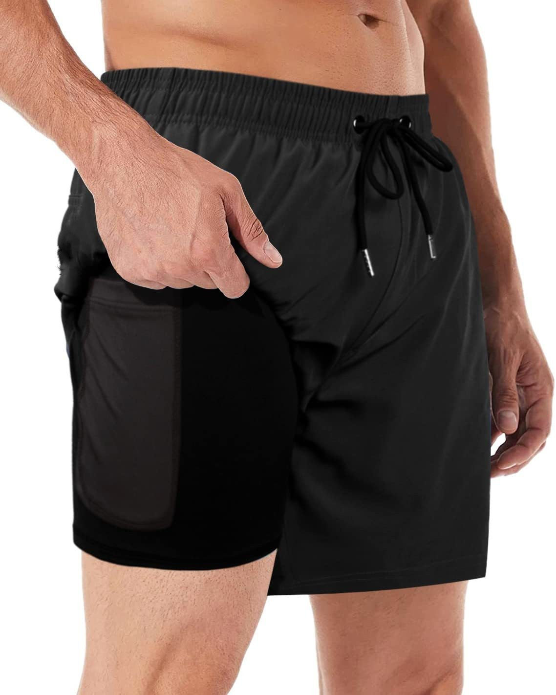 Swim Trunks With Compression Liner 2-in-1 For Casual And Fitness Use