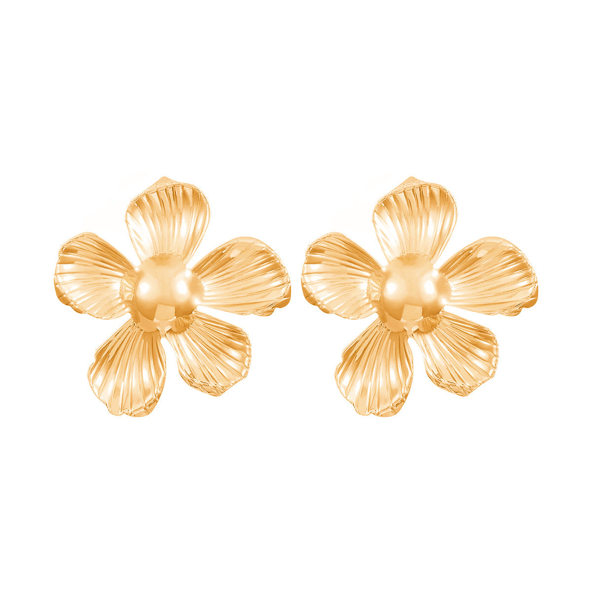 Women Stylish Folding Metal Petal Ear Drop Earrings, Sleek Smooth Finish Vintage Geometric Flower Shape High Fashion Ear Ornaments