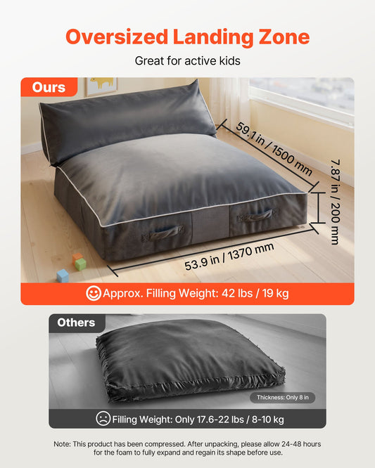 Crash Pad, 5 X 4.5 Ft Crash Pad For Kids Sensory With Foam Blocks And Washable Cover, Large Soft Foam Landing Zone Giant Pillow Mat, Sensory Room Equipment For Children Jumping, Relaxing & Play