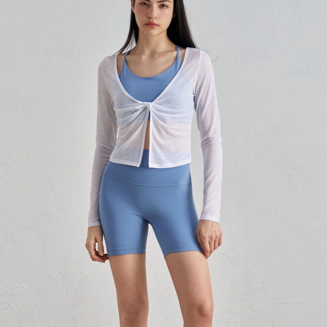 Bunchy Yarn Nude Feel Yoga Clothes Women's Twisted Layered Design Sports Long Sleeve