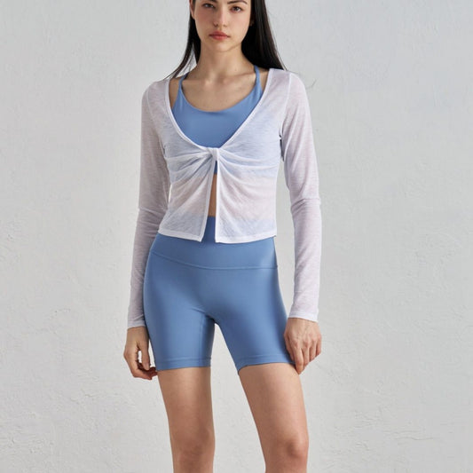 Bunchy Yarn Nude Feel Yoga Clothes Women's Twisted Layered Design Sports Long Sleeve