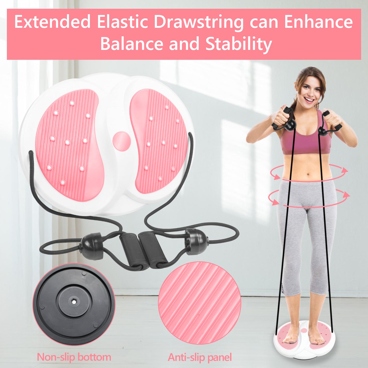 Waist Whispers Waist Twisting Disc - Enlarged Waist Sculptor Machine Twister With Handles For Home Exercise Workout, Waist Trainer Twisting Disc Board For Women Weight Loss-Body Shaping-Foot Massage