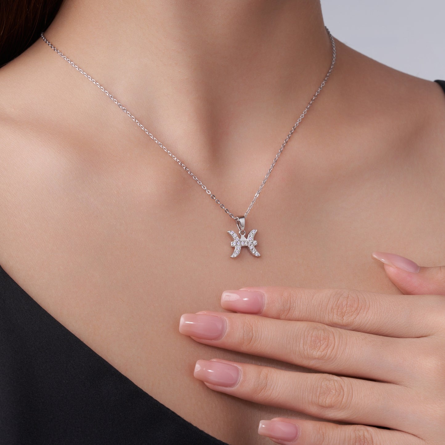 S925 Sterling Silver Pisces Necklace For Women D Color VVS1 Moissanite Zodiac Pendant With GRA Certificate, 3.2g Platinum Plated Astrology Jewelry, Perfect Birthday & Anniversary Gift Box Set For He