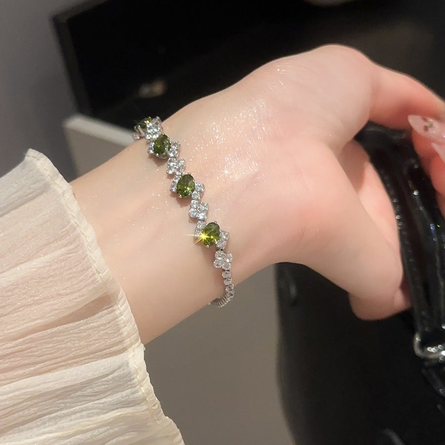 18K Real Gold Plated Cubic Zirconia Geometric Bracelet Circle Square Floral Bangle Luxury Premium Retro Fashion Accessory