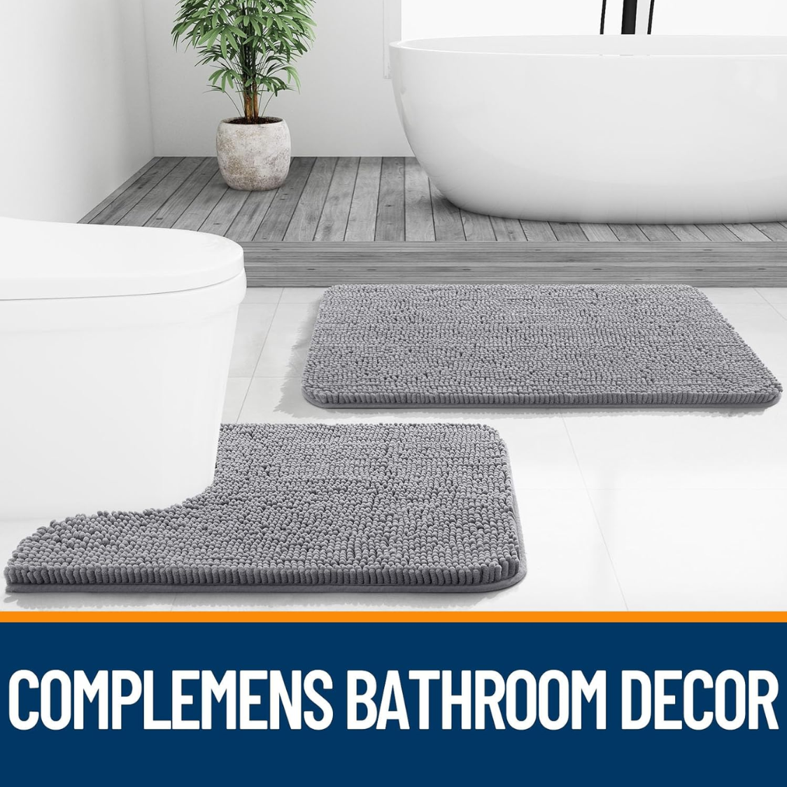 Bathroom Rugs  Extra Soft Absorbent Chenille Bath Rugs  Rubber Backing Quick Dry  Machine Washable Bath Mats For Bathroom Floor Tub And Shower Home Decor Accessories  Grey