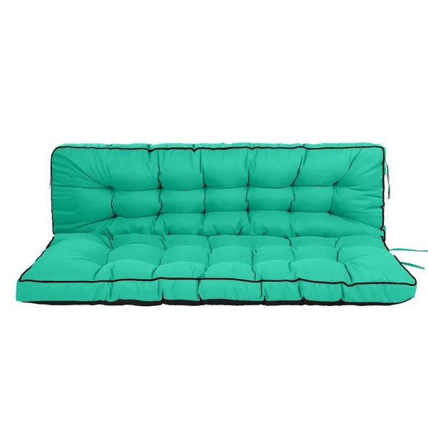 Outdoor Swing Cushions 55 Inch, Waterproof 4' Thick Porch Swing Cushion Replacement With Backrest And Ties, Comfortable 2-3 Seat Pation Swing Pad For Backyard, Garden, Lawn, Outdoor Furniture - Blue