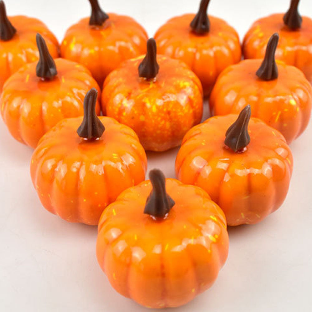 12Pcs Artificial Pumpkins Small Simulation Vegetable Decorating Thanksgiving Day Wreath Decorative Accessories 5.2cm H 4.2cm Dia