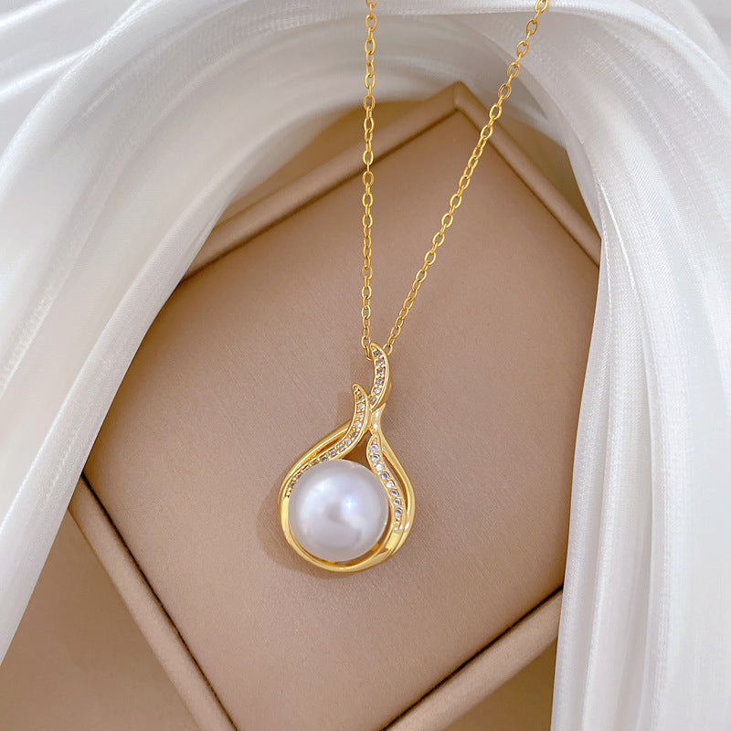 Pearl And Full-diamond Fashion Necklace For Women