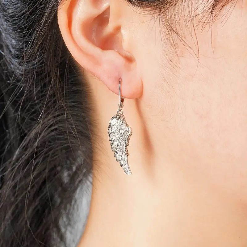 Popular Bridal Accessories Pendant Earrings Exquisite Luxury Feather Leaf