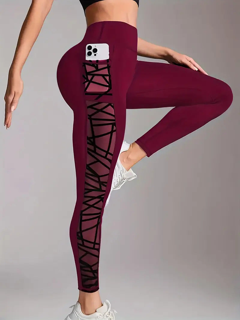 New Arrival Best-Selling Yoga Pants, Sports & Outdoor Skinny Leggings With Butt-Lifting Design, Spliced Mesh And Pockets