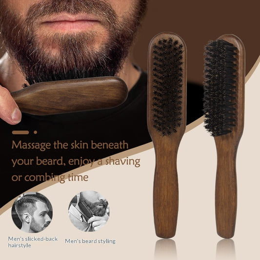 Boar Bristle Beard Comb Solid Wood Hair Brush For Mens Beards