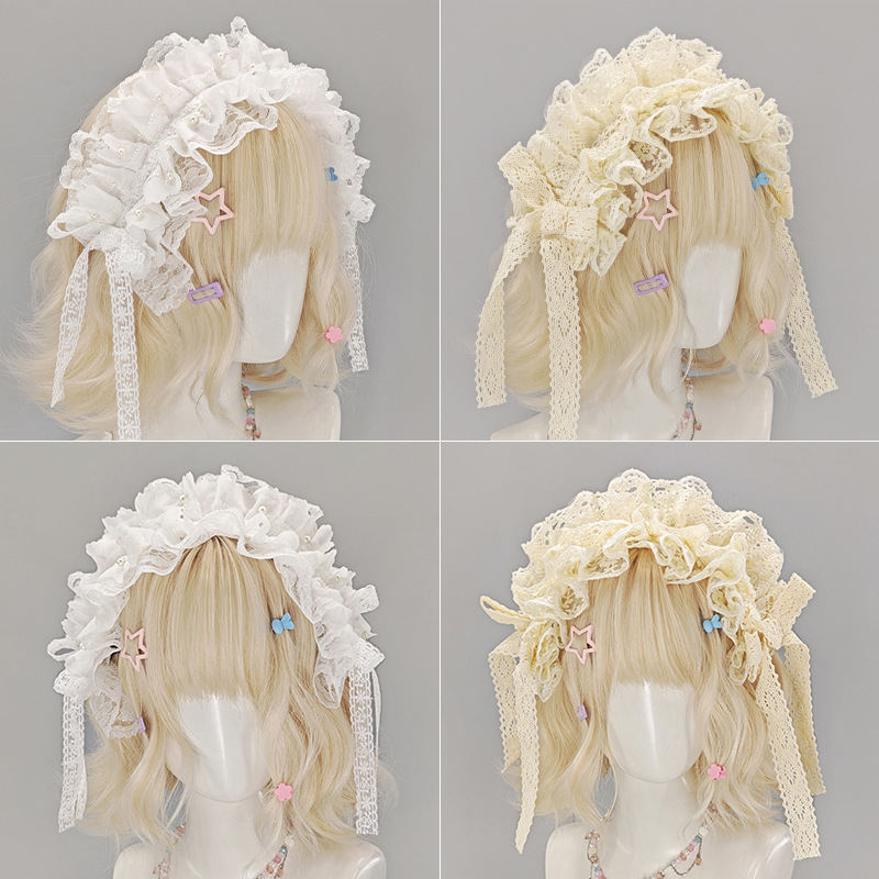 Y2K Lace Bow Headpiece Cosplay Maid Hair Accessory