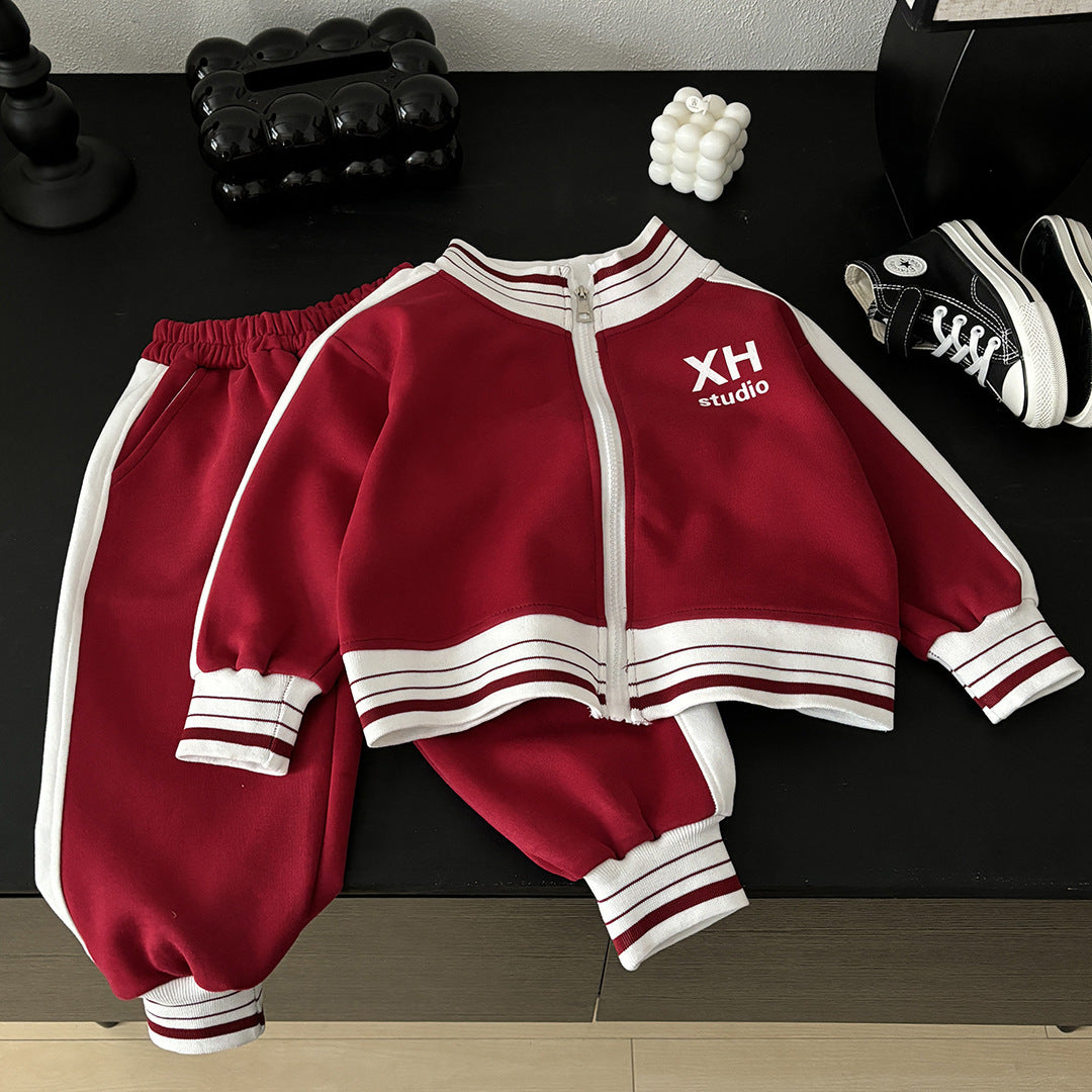 Childrens Korean-style Sports Top And Pants Set