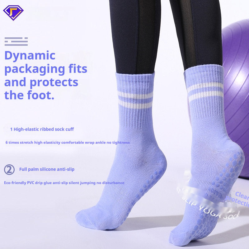 Pilates Mid Calf Exercise Socks With A Towel Backed Sole