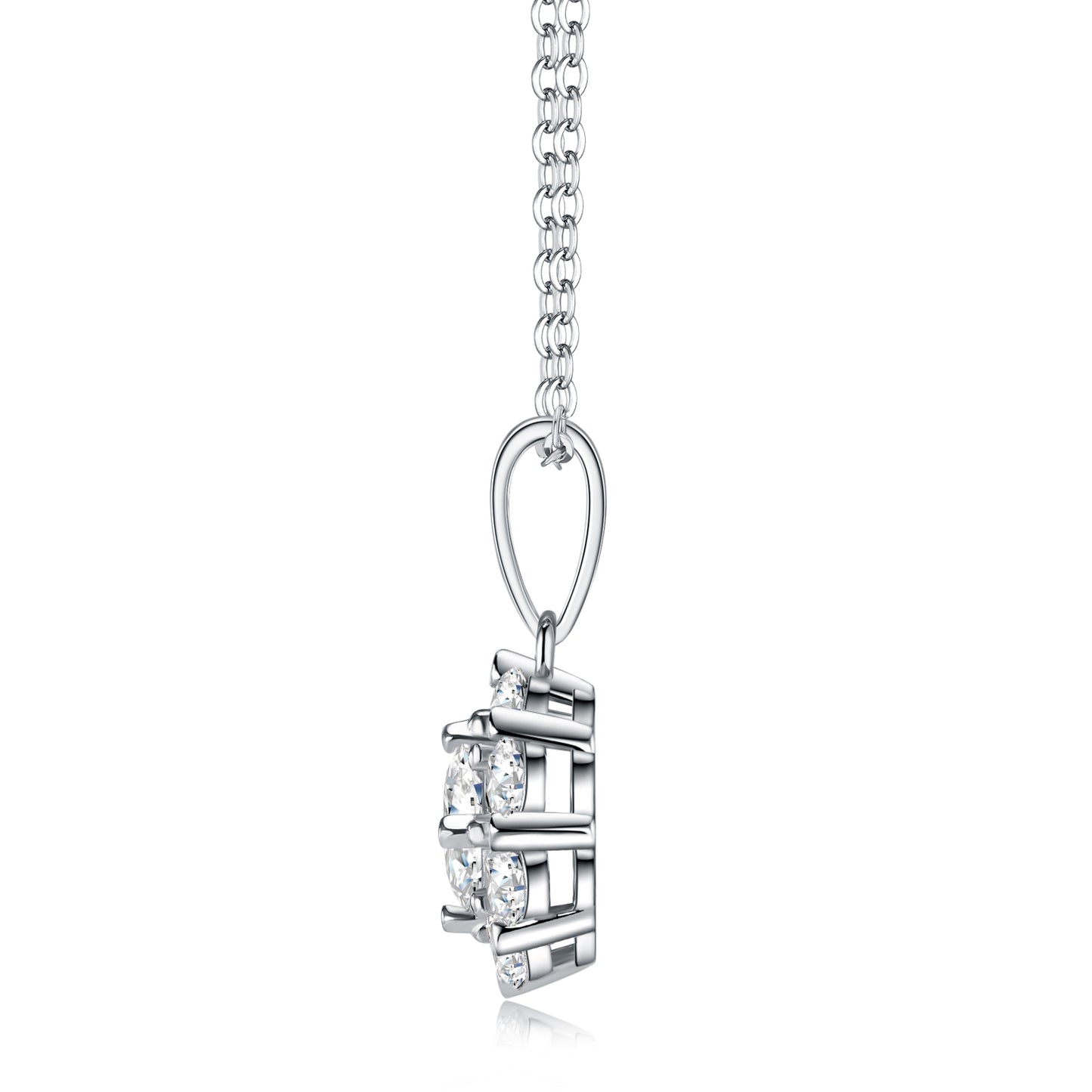 S925 Sterling Silver 1ct D Color VVS1 Moissanite Halo Necklace 40cm Platinum Plated GRA Certified Gift Box