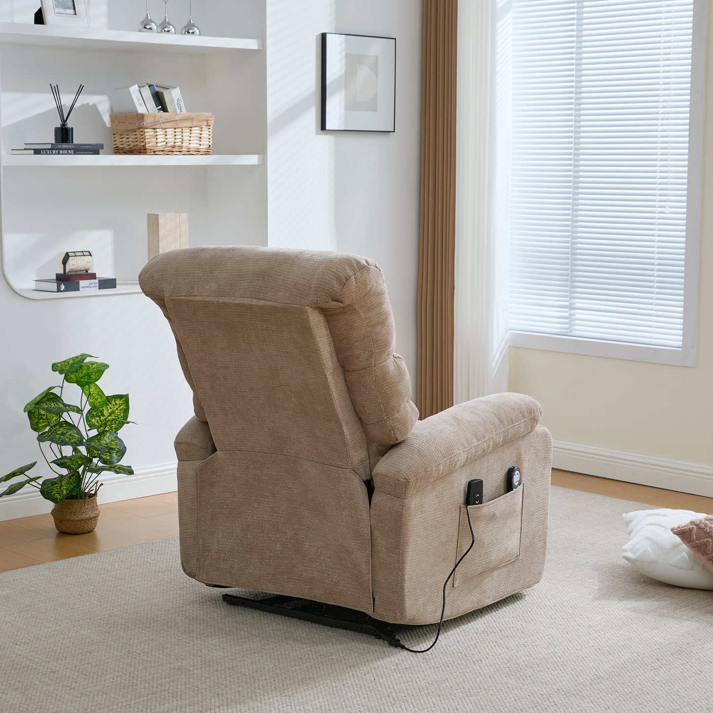 Multifunctional Electric Recliner With Stand-up Aid, Massage And Heat Function, Electrically Adjustable Backrest And Footrest As Well As Side Storage Pockets