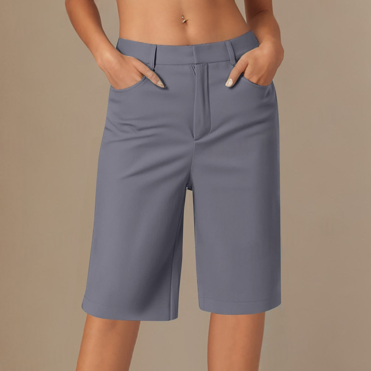 Womens Straight-leg Draping Korean-style Slim-fit Suit Pants
