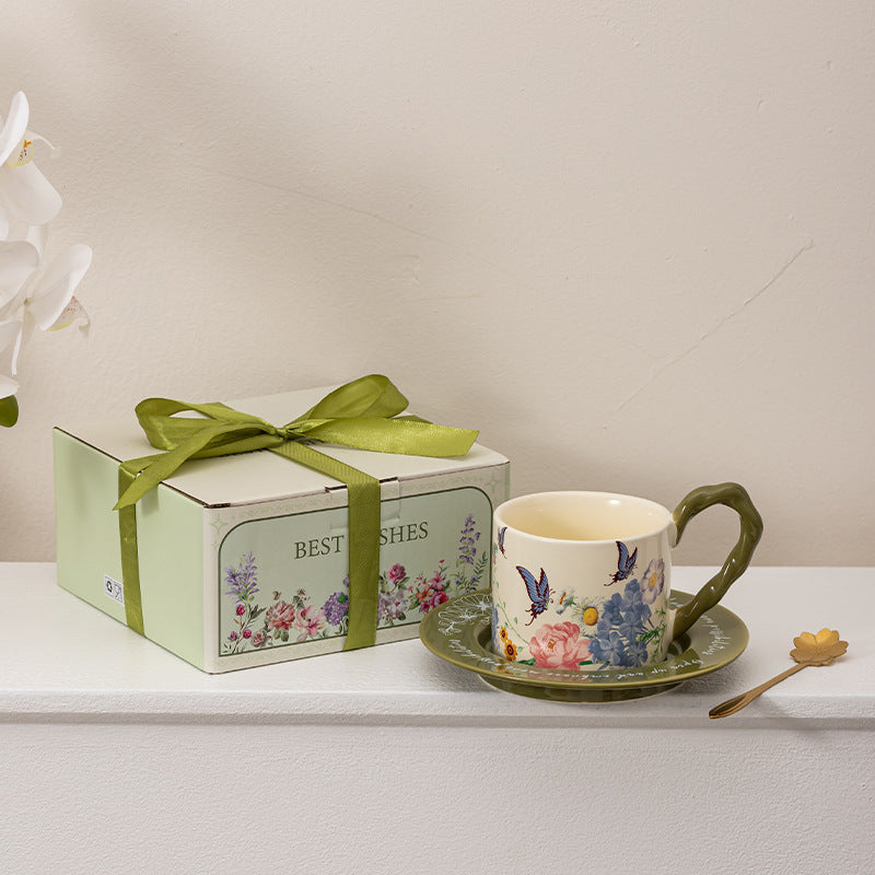 Butterfly Coffee Cup And Saucer Gift Set Ceramic Mug