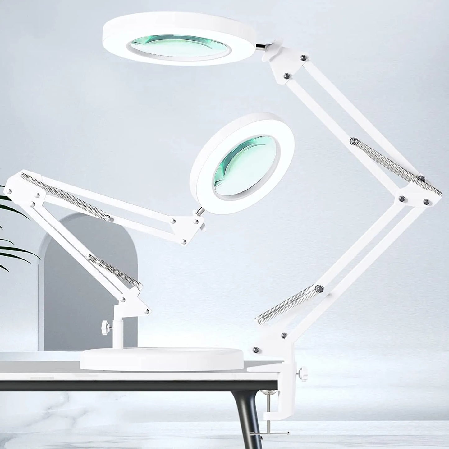 10x Magnifying Desk Lamp With LED Lighting, Including Base And Clamp