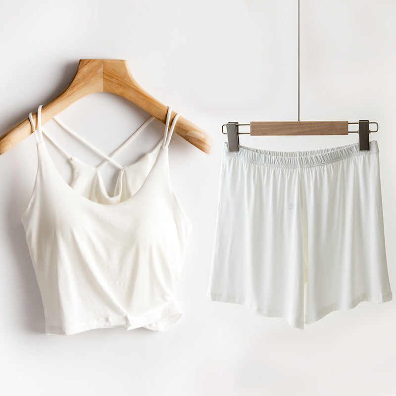 Navel-exposed Sexy One-piece Sling Vest Cover With Chest Pad Beauty Back Outer Wear