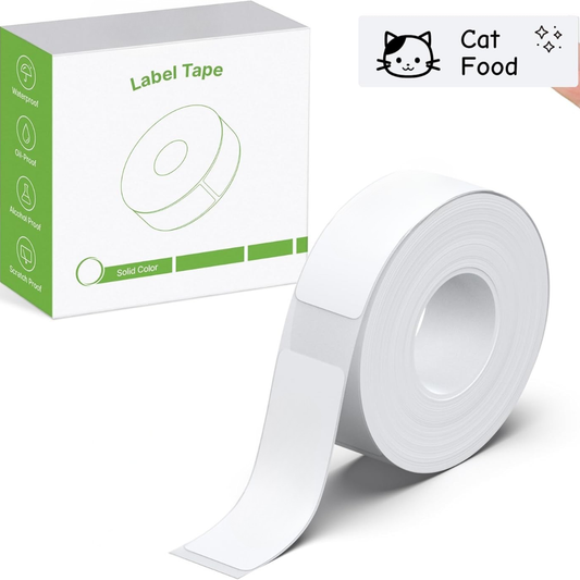 Genuine Label Maker Tape Standard Laminated Thermal Label Tape Replacement, For Home Office Labels Roll White