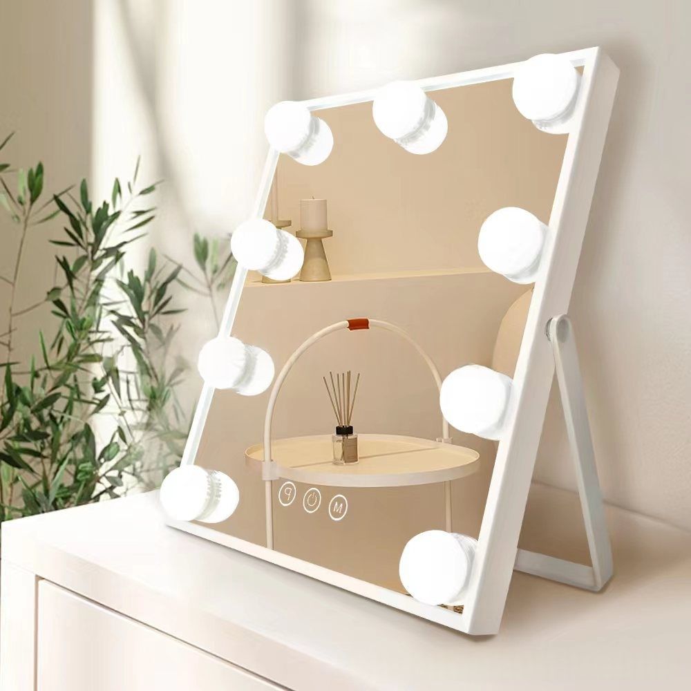 Three-Color 9-Light LED Makeup Mirror With Bulb Design
