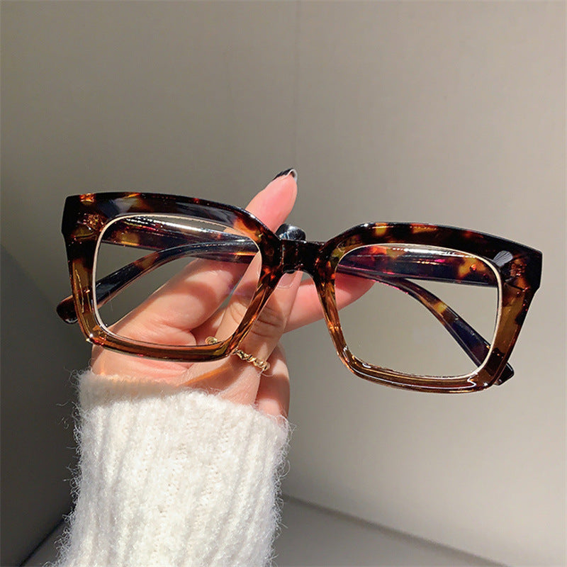 European And American Square Frame Street Photography Slimming High-value Korean Version Trendy Flat Glasses