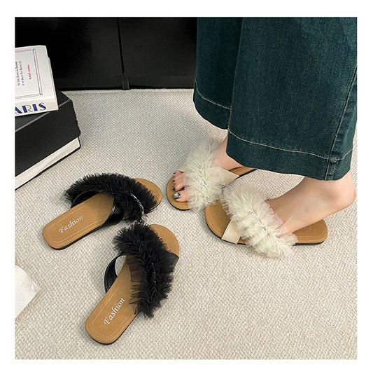Summer New Trendy Fashion Sandals For Women - Fairy Style Netting Casual One-Sided Slippers
