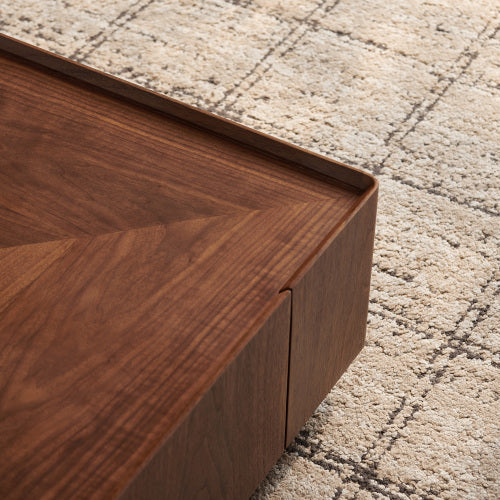 35.4-inch Coffee Table, Square Walnut Wood Design, Suitable For Living Room. Walnut Wood Material, Suitable For Bedroom, Living Room And Office